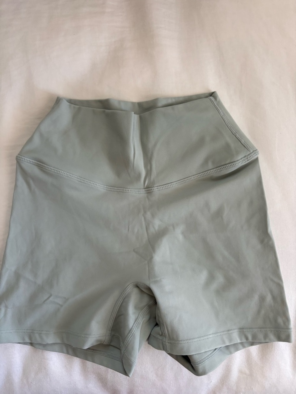 CSB Long Sleeve Square Neck Crop Top in Sage Green with Shorts Set - Picture 3 of 7